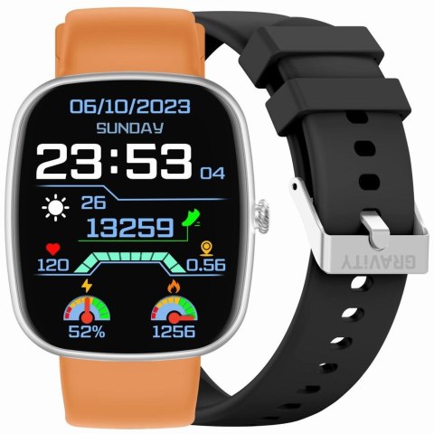 Smartwatch Męski GRAVITY GT18-4 Pomarańczowy Pasek Silikonowy + Czarny Pasek Smartwatch Męski GRAVITY GT18-4 Pomarańczowy Pasek Silikonowy + Czarny Pasek