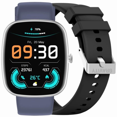 Smartwatch Męski GRAVITY GT18-6 Czarny Pasek Silikonowy + Granatowy Pasek Smartwatch Męski GRAVITY GT18-6 Czarny Pasek Silikonowy + Granatowy Pasek