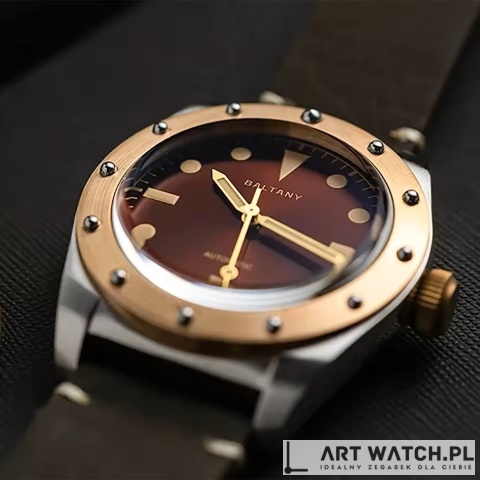 Zegarek automatyczny Baltany S2204030 Retro | Bordowy 20 Bar Szafir