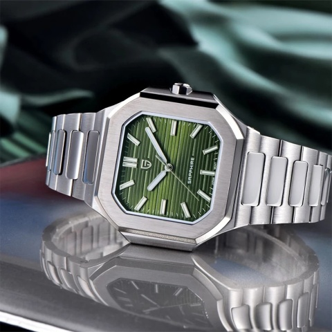 Zegarek automatyczny Pagani Design YS019 | Zielony Patek 5 Bar Szafir