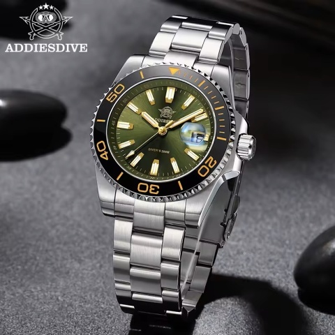 Zegarek kwarcowy Addiesdive 2510 | Zielony 20 Bar