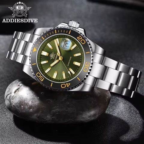 Zegarek kwarcowy Addiesdive 2510 | Zielony 20 Bar