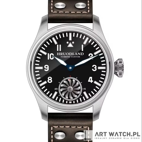 Zegarek automatyczny Hruodland F016 | Czarny Turbina 10 Bar Szafir