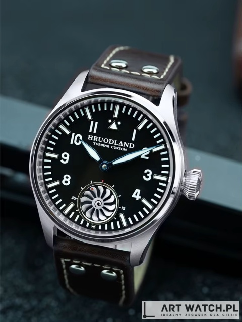 Zegarek automatyczny Hruodland F016 | Czarny Turbina 10 Bar Szafir