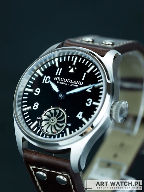 Zegarek automatyczny Hruodland F016 | Czarny Turbina 10 Bar Szafir