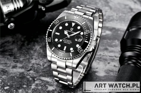 Zegarek automatyczny Pagani Design 1639 | Czarny 10 Bar Szafir