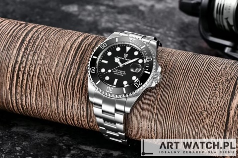 Zegarek automatyczny Pagani Design 1639 | Czarny 10 Bar Szafir