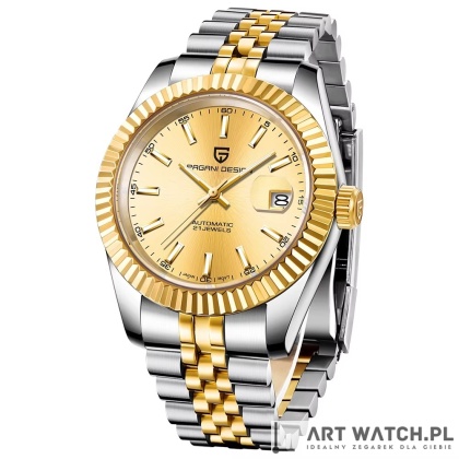 Zegarek automatyczny Pagani Design 1645 Jubilee | Srebrny/Złoty 10 Bar Szafir