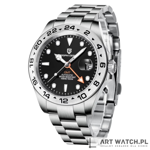 Zegarek automatyczny Pagani Design 1682 | Czarny 10 Bar Szafir