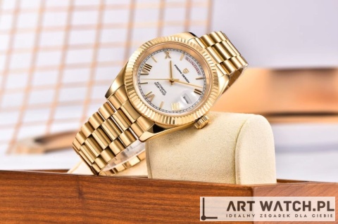 Zegarek automatyczny Pagani Design 1752 | Biały/Złoty 10 Bar Szafir