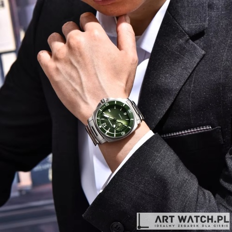 Zegarek automatyczny Pagani Design 1820 Bransoleta | Zielony 10 Bar Szafir
