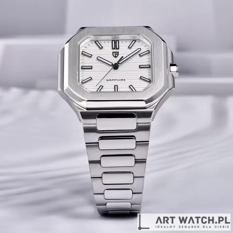Zegarek kwarcowy Pagani Design YS019 | Biały Patek 5 Bar Szafir