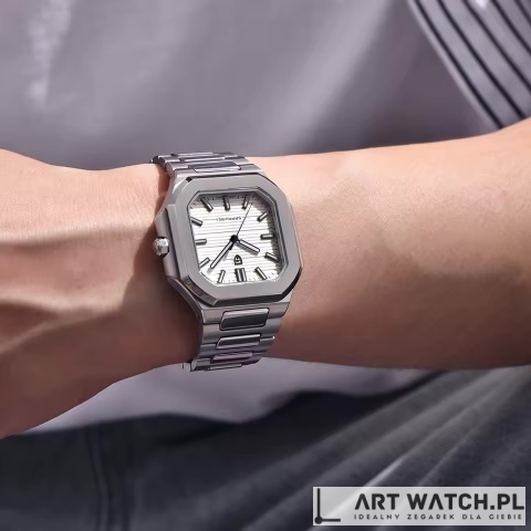 Zegarek kwarcowy Pagani Design YS019 | Biały Patek 5 Bar Szafir