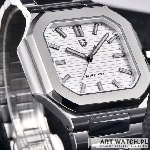 Zegarek kwarcowy Pagani Design YS019 | Biały Patek 5 Bar Szafir