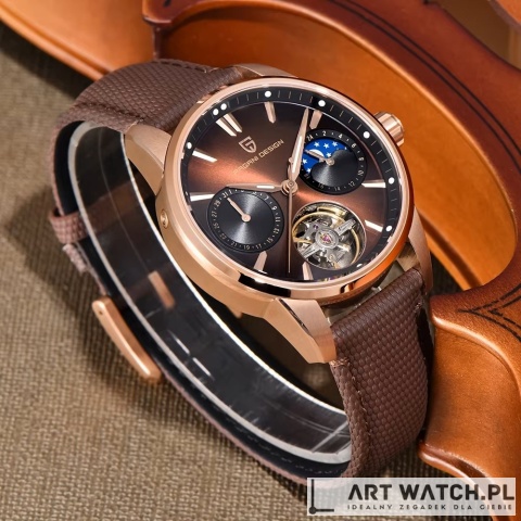 Zegarek automatyczny Pagani Design YS021 Brązowy 10 Bar Szafir