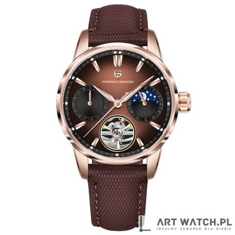 Zegarek automatyczny Pagani Design YS021 Brązowy 10 Bar Szafir