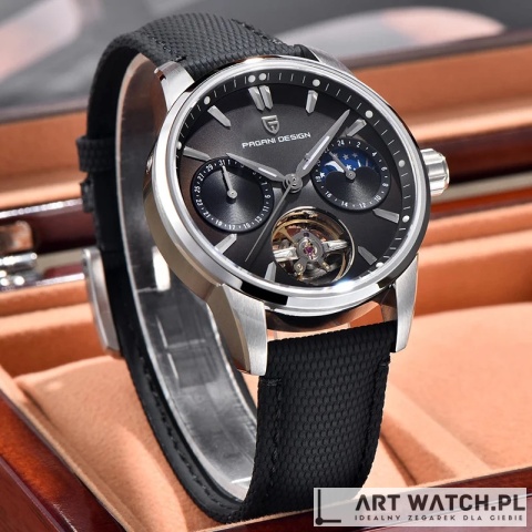 Zegarek automatyczny Pagani Design YS021 Czarny 10 Bar Szafir