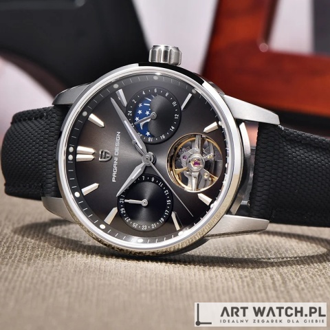 Zegarek automatyczny Pagani Design YS021 Czarny 10 Bar Szafir