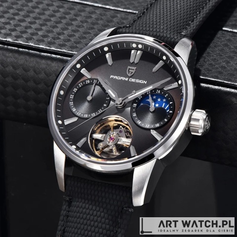 Zegarek automatyczny Pagani Design YS021 Czarny 10 Bar Szafir