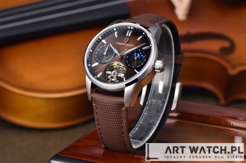Zegarek automatyczny Pagani Design YS021 Tourbillon Brązowy 10 Bar Szafir