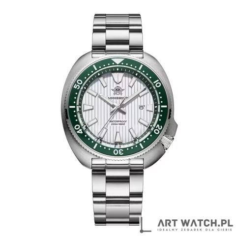 Zegarek kwarcowy Addiesdive 2507 | Zieolony Żółw 20 Bar Szafir