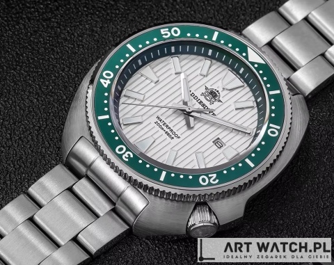 Zegarek kwarcowy Addiesdive 2507 | Zieolony Żółw 20 Bar Szafir