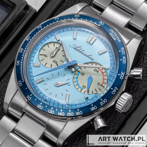 Zegarek kwarcowy Addiesdive 2539 | Błękitny 10 Bar VK63