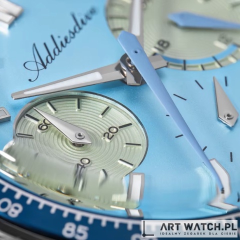 Zegarek kwarcowy Addiesdive 2539 | Błękitny 10 Bar VK63