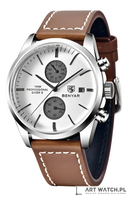 Zegarek kwarcowy Benyar BY-5187 | Bialy 10 Bar