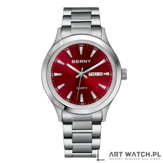 Zegarek kwarcowy Berny 2676 Czerwony | 3 Bar