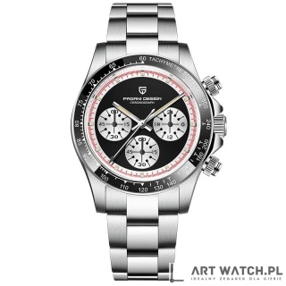 Zegarek kwarcowy Pagani Design 1676 | Czarny 10 Bar Szafir