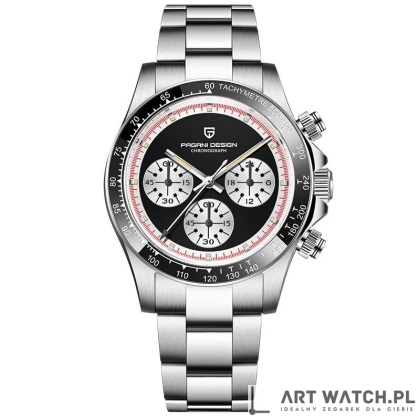 Zegarek kwarcowy Pagani Design 1676 | Czarny 10 Bar Szafir