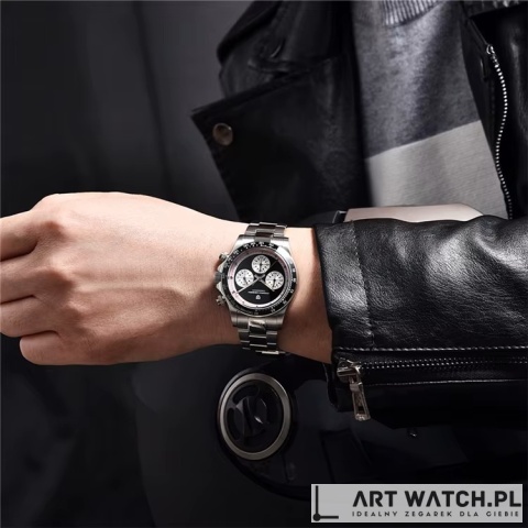 Zegarek kwarcowy Pagani Design 1676 | Czarny 10 Bar Szafir