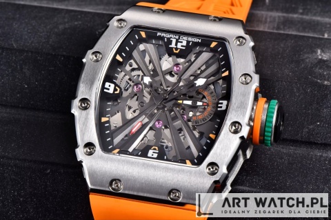 Zegarek kwarcowy Pagani Design 1738 | Pomarańczowy 5 Bar Szafir