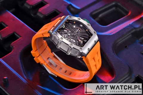 Zegarek kwarcowy Pagani Design 1738 | Pomarańczowy 5 Bar Szafir