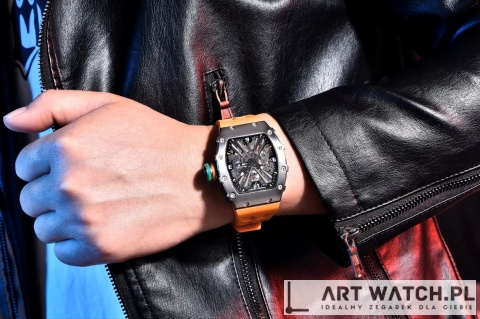 Zegarek kwarcowy Pagani Design 1738 | Pomarańczowy 5 Bar Szafir