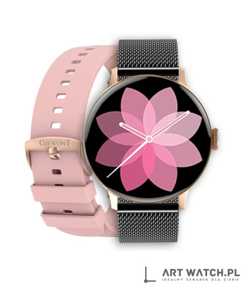 Smartwatch Damski GIEWONT Różowe Złoto Czarny GW330-4