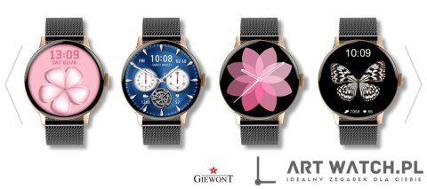 Smartwatch Damski GIEWONT Różowe Złoto Czarny GW330-4