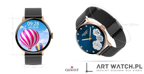 Smartwatch Damski GIEWONT Różowe Złoto Czarny GW330-4