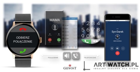 Smartwatch Damski GIEWONT Różowe Złoto Czarny GW330-4