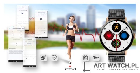 Smartwatch Damski GIEWONT Różowe Złoto Czarny GW330-4