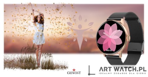 Smartwatch Damski GIEWONT Różowe Złoto Czarny GW330-4