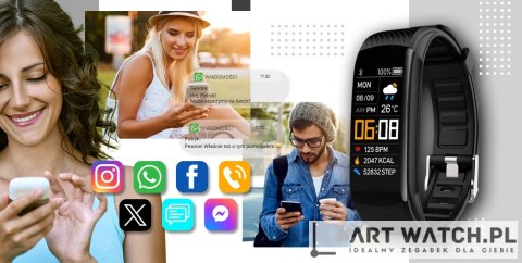 Smartwatch GIEWONT Czarno Biały 2 Paski GW200-2