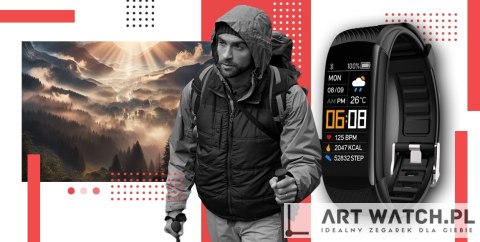 Smartwatch GIEWONT Czarno Czerwony 2 Paski GW200-1