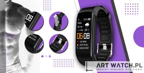 Smartwatch GIEWONT Czarno Fioletowy 2 Paski GW200-3