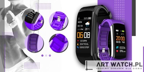 Smartwatch GIEWONT Czarno Fioletowy 2 Paski GW200-3