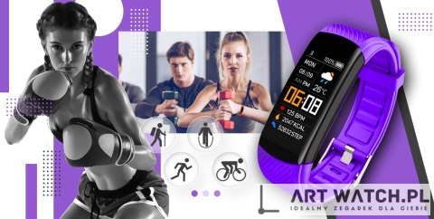 Smartwatch GIEWONT Czarno Fioletowy 2 Paski GW200-3