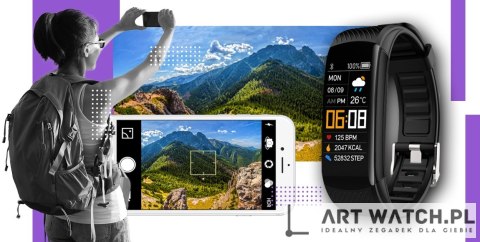 Smartwatch GIEWONT Czarno Fioletowy 2 Paski GW200-3