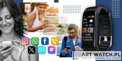 Smartwatch GIEWONT Czarno Granatowy 2 Paski GW200-6