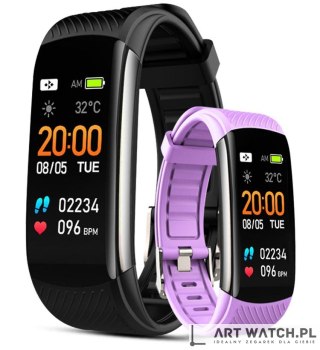 Smartwatch GIEWONT Czarno Jasnofioletowy 2 Paski GW200-8